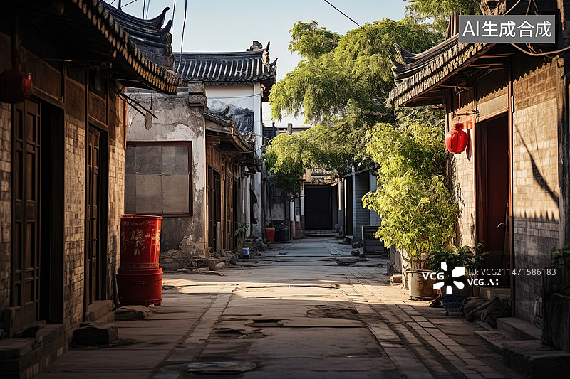 【AI数字艺术】传统民居胡同图片素材
