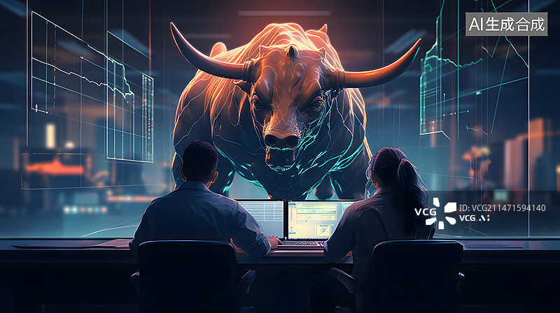 【AI数字艺术】证券牛市图片素材