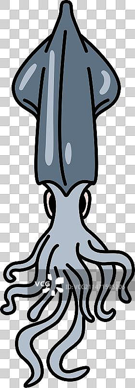 墨鱼软体动物笔触图片素材