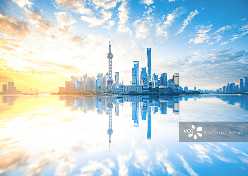 上海城市日出图片素材