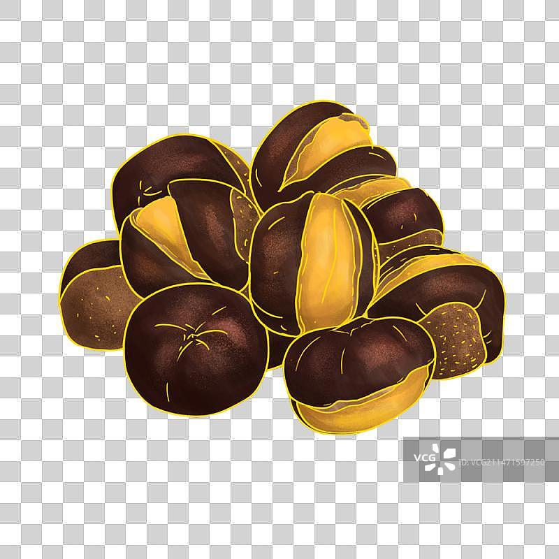 秋冬板栗糖炒栗子中华小吃图片素材