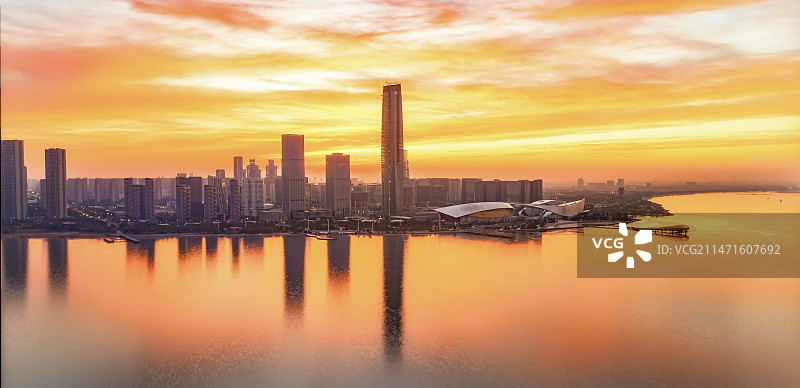 苏州湾朝霞图片素材