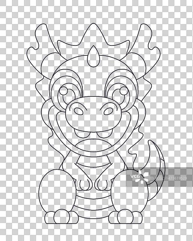 龙年卡通形象线稿图片素材