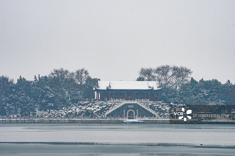颐和园的雪后西堤图片素材