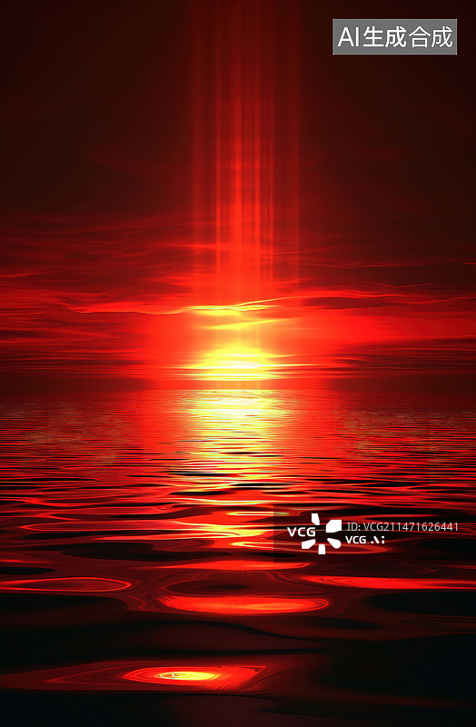 【AI数字艺术】日落时海景映衬着戏剧性的天空图片素材