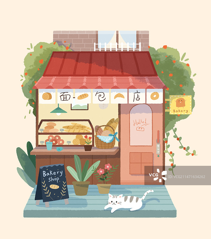 面包店插画图片素材