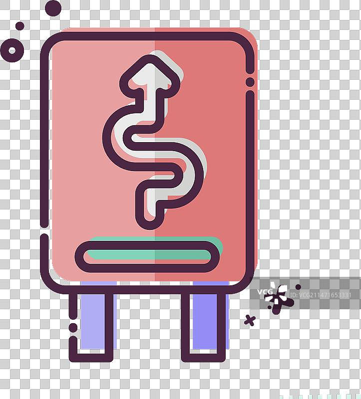 与道路标志符号相关的减少图标（Mbe风格）图片素材