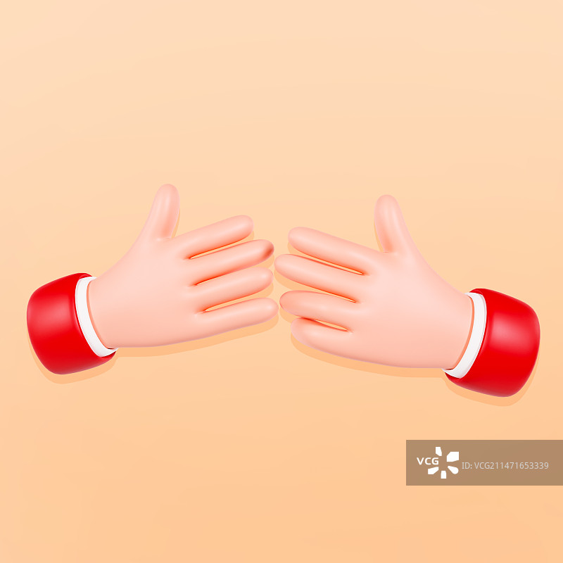 3D渲染的手势手指手部摊开拥抱手势元素插画图片素材