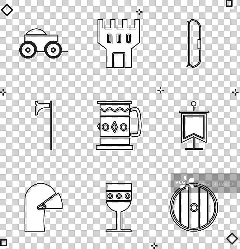 木制四轮车城堡中世纪塔楼图片素材