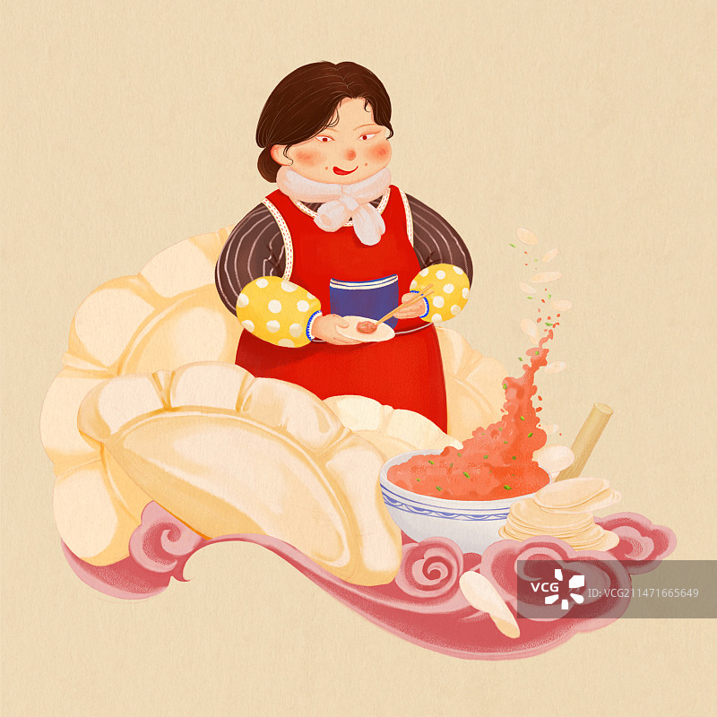 包饺子插画图片素材