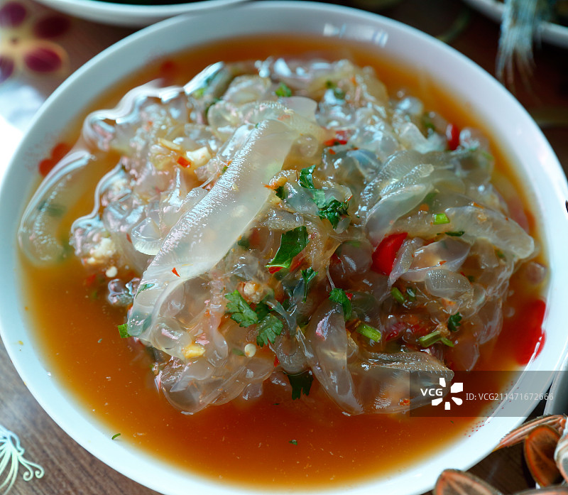 大连传统菜凉拌新鲜海蜇图片素材