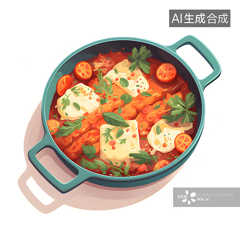 【AI数字艺术】AIGC:芝士火锅。美食 插画  餐饮图片素材