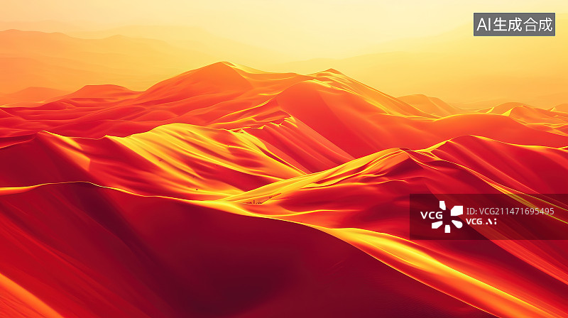【AI数字艺术】日落时沙漠对天的景色图片素材