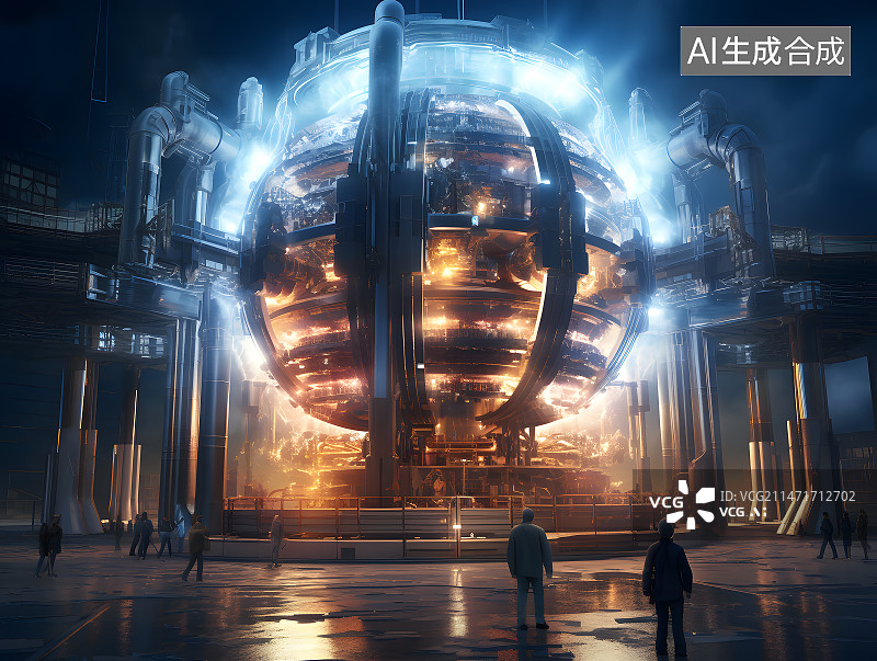 【AI数字艺术】未来可控核聚变概念科技背景图片素材