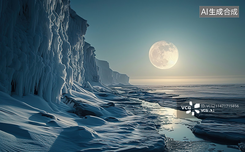 【AI数字艺术】雪地上的冰块图片素材