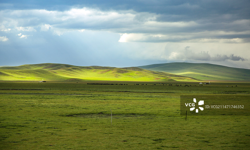 光影下的乌兰布统草原图片素材