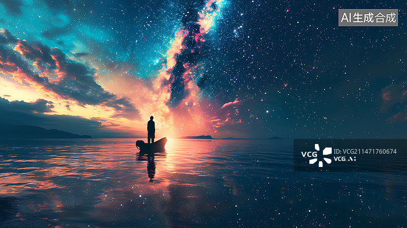 【AI数字艺术】星辰大海——银河、星空与大海图片素材