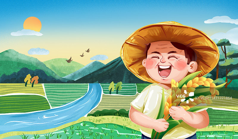 开心的老农图片素材