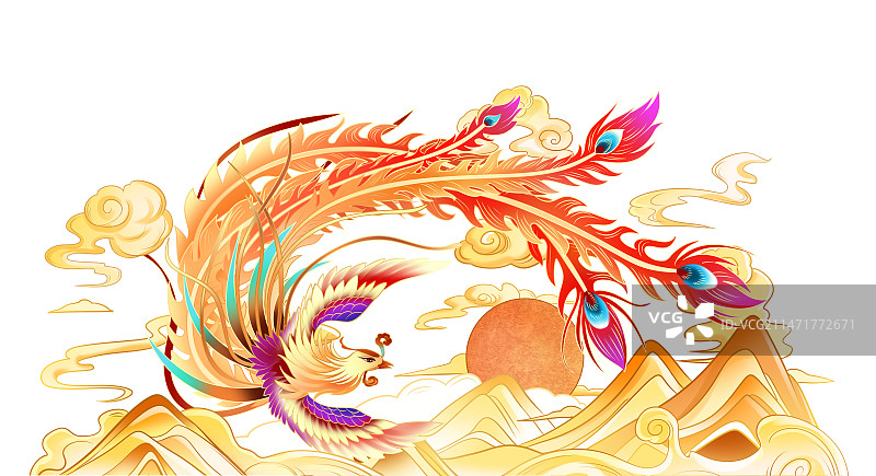 国风凤凰插画图片素材