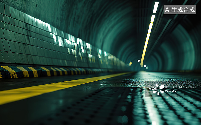 【AI数字艺术】隧道路面汽车广告背景图图片素材