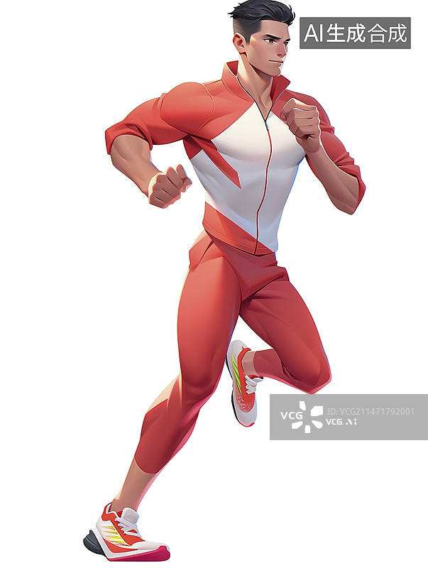 【AI数字艺术】男人跑步动作插画图片素材