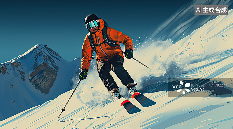 【AI数字艺术】高山滑雪图片素材