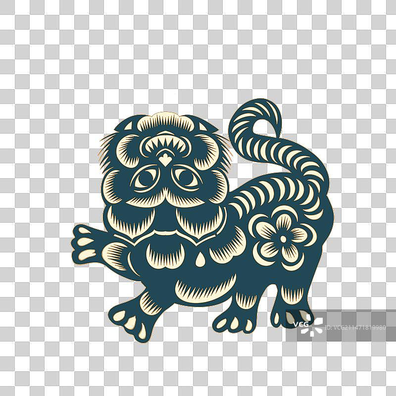 传统剪纸风动物插画图片素材