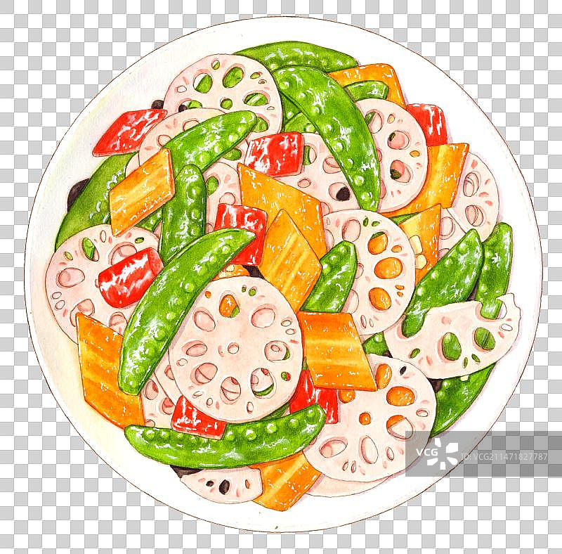 藕片炒荷兰豆图片素材