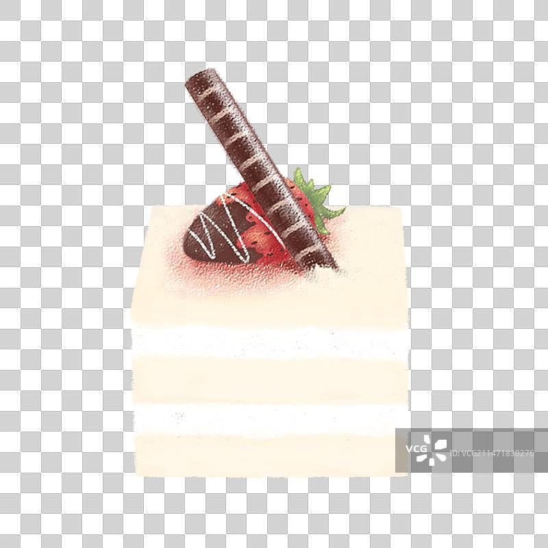 草莓白慕斯蛋糕插画素材图片素材