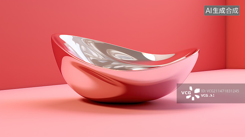【AI数字艺术】红色背景下的空碗特写镜头图片素材