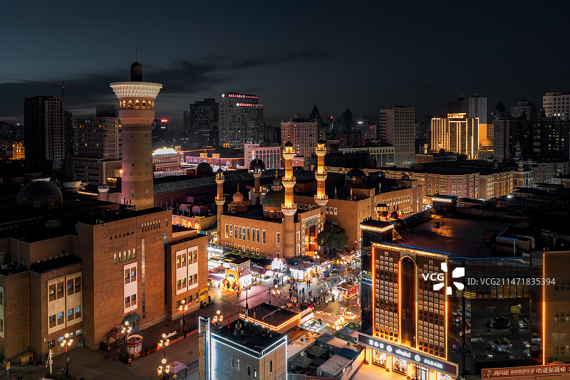 乌鲁木齐大巴扎夜色图片素材
