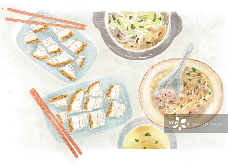 手绘美食套餐插画图片素材