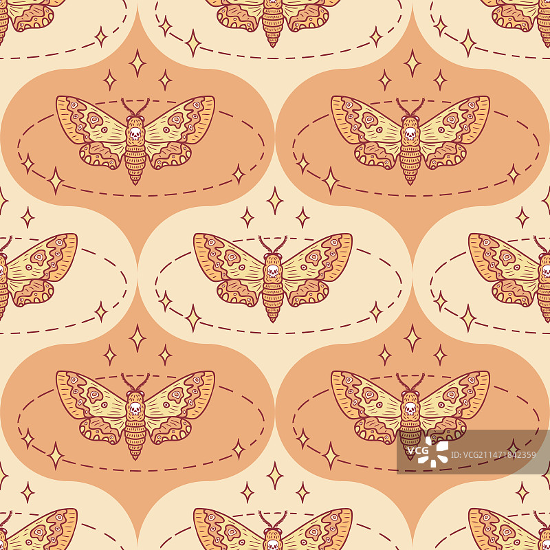 天蛾线性无缝图案图片素材