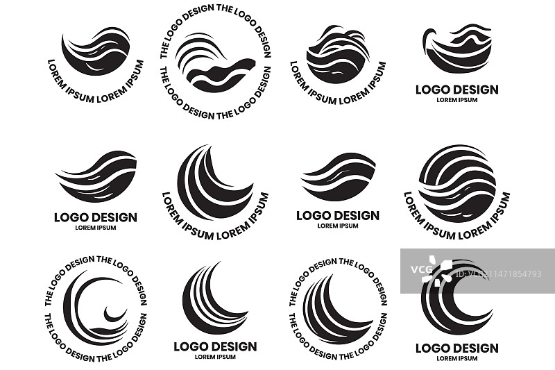 极简风格的海洋或海浪标志图片素材