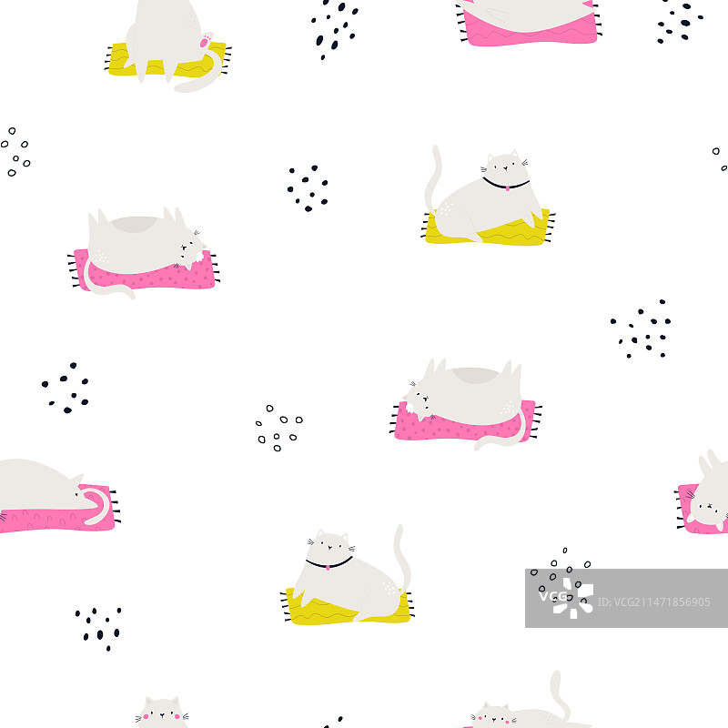 有趣的慵懒猫咪无缝图案图片素材