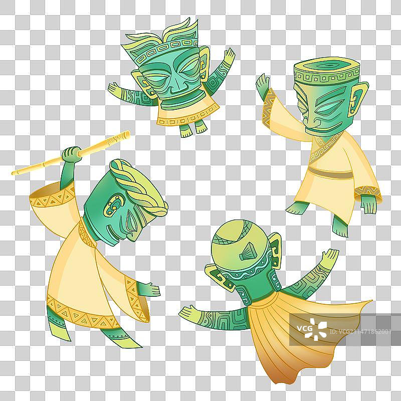 三星堆古人祭祀舞蹈图片素材