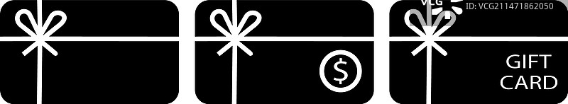 礼品卡扁平图标集黑色图标标志图片素材