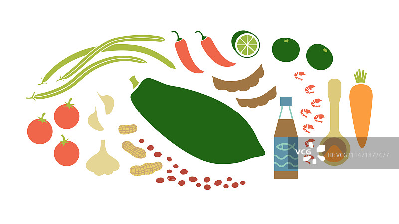 泰式青木瓜沙拉新鲜食材图片素材