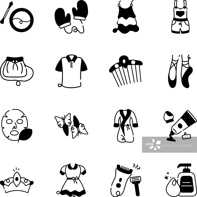 时尚和自我护理字形图标包图片素材