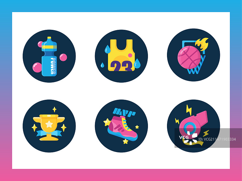 矢量插画UI图标设计扁平风运动篮球活力图片素材