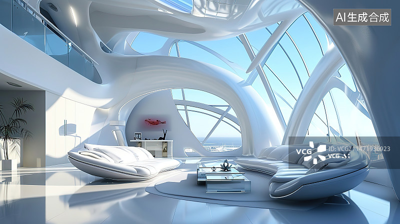 【AI数字艺术】现代城市建筑内部空间结构图片素材