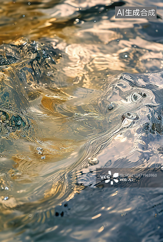【AI数字艺术】湖水涟漪的特写镜头图片素材