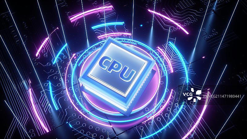 3D抽象现代科技芯片场景图片素材