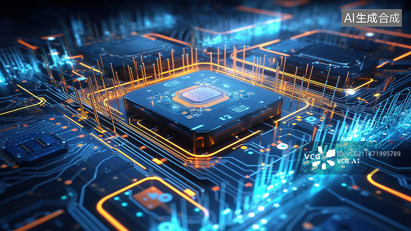 【AI数字艺术】大数据神经网络互联网计算机微电子芯片图片素材