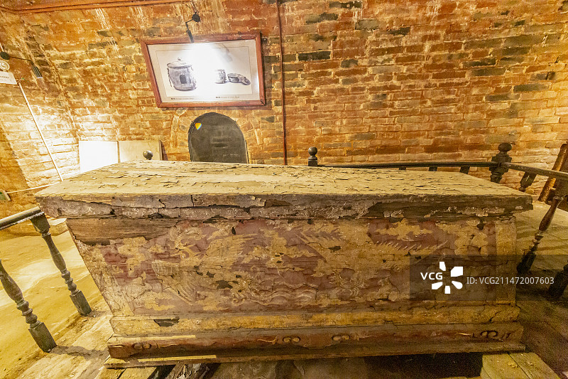 山东济宁明鲁王陵（明鲁王墓）戈妃墓（王妃戈氏墓）地宫：棺椁图片素材