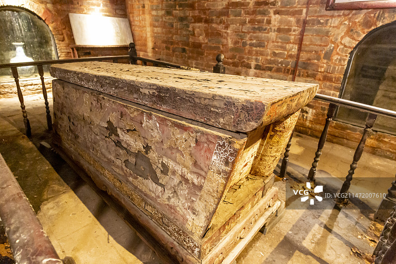 山东济宁明鲁王陵（明鲁王墓）戈妃墓（王妃戈氏墓）地宫：棺椁图片素材