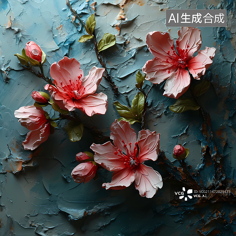 【AI数字艺术】油画插画——盛开的花朵图片素材
