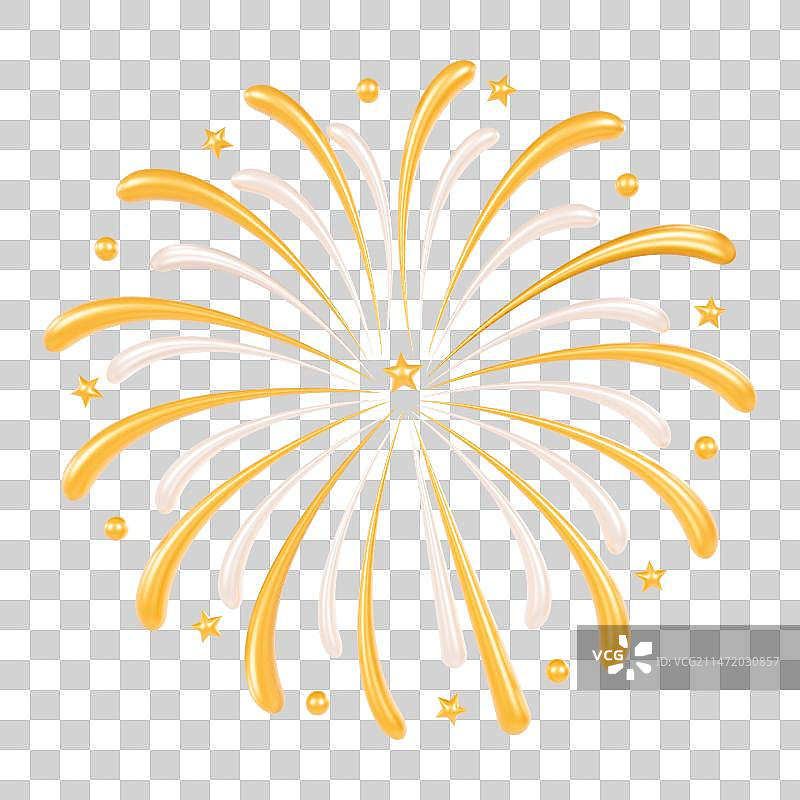 3D渲染的彩色金色烟花节日春节烟花元素图片素材