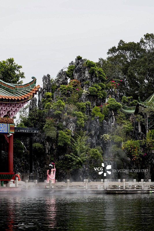 广州番禺宝墨园汉服跳舞图片素材