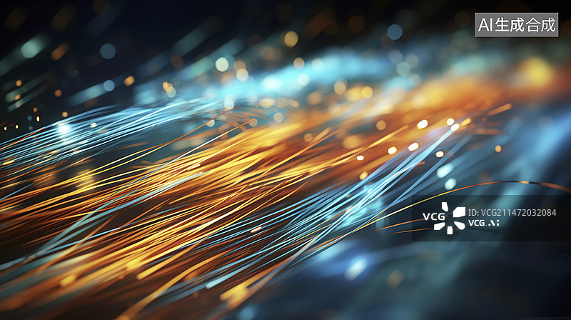 【AI数字艺术】炫彩光纤端粒发光科技背景图片素材